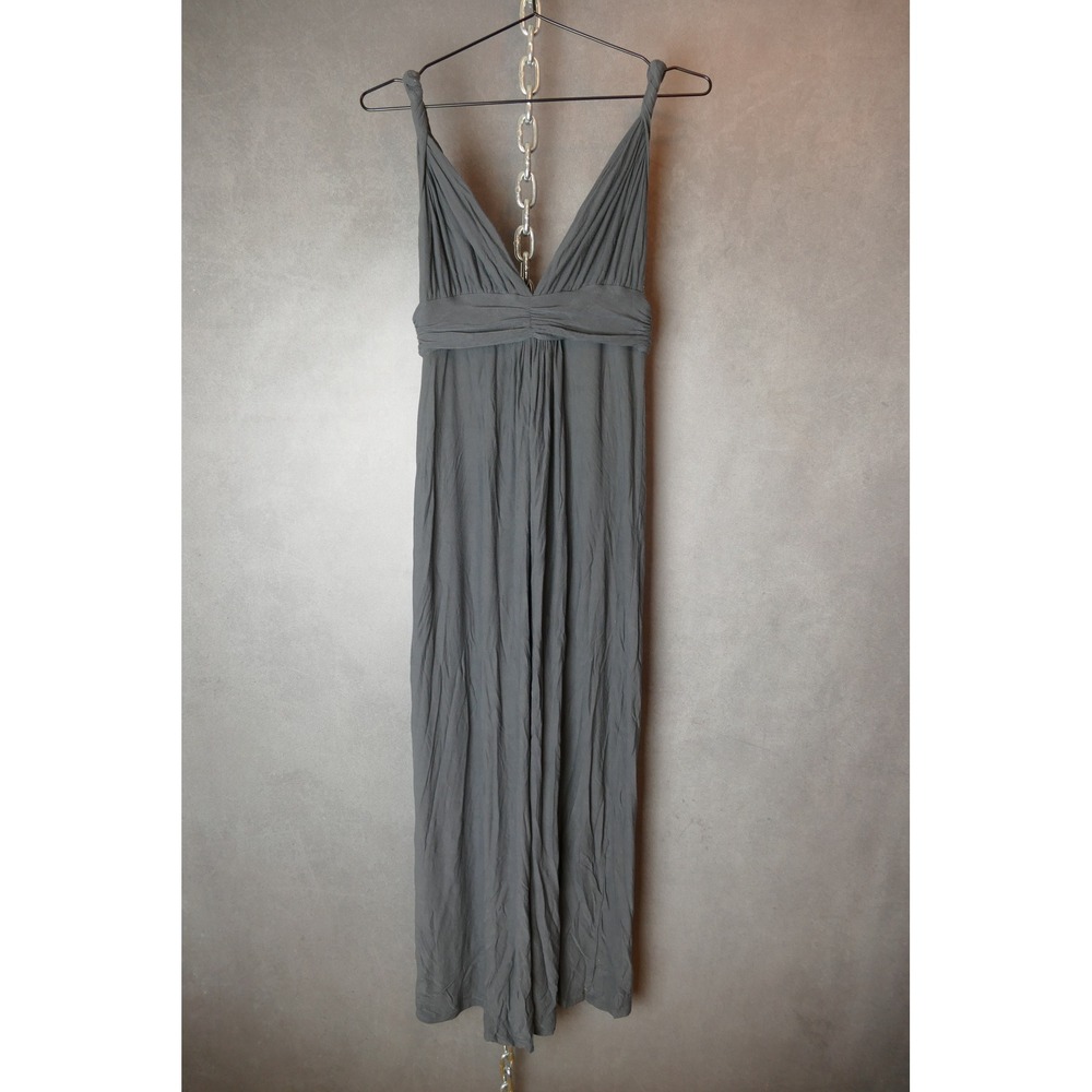 T Bags Los Angeles Gray Maxi Dress Sleeveless‎ V Neck Jersey Knit Size M